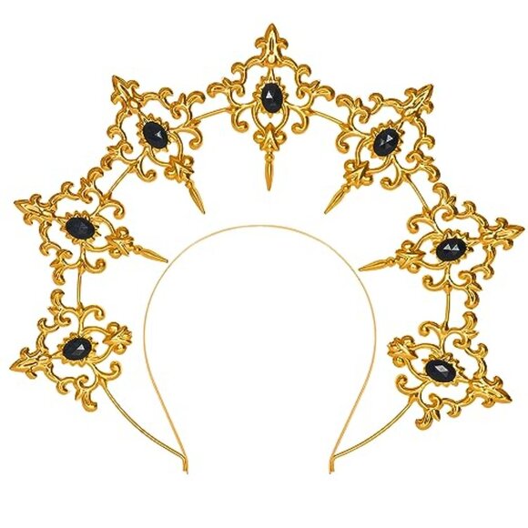 Vintage Baroque Halo Crown Headpiece Elegant Gothic Lolita Wedding Costume main image 6